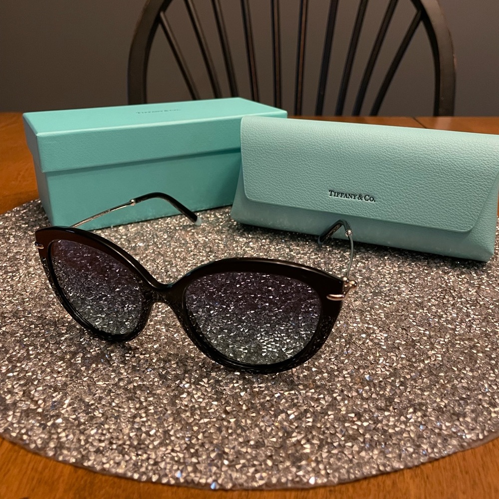 Tiffany & Co. Black Sunglasses with Silver Arms, Tiffany Blue Accents